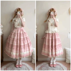 [Pre-orders Available Until 2/19] Cat Rose Tea Party Front-opening Ruffle Skirt, Plain Type -LOLITA Shop O1CN01VVlk8s2GOLbRIwNBC 57119005
