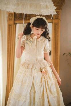 [Pre-orders Available Until 2/19] Cat Rose Tea Party Front-opening Ruffle Skirt, Plain Type -LOLITA Shop O1CN01VlIf6p2GOLbGUwEbc 57119005