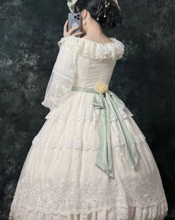 [Pre-order] Bell Orchid Flower Embroidery Open Skirt Elegant Dress -LOLITA Shop O1CN01WHziiC2GOLJDsfKqO 57119005