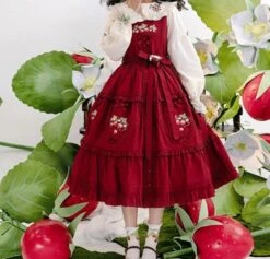 [Pre-orders Available Until 9/1] On The Hills Embroidered Jumper Skirt Mid-length -LOLITA Shop O1CN01WJwMF81NZykJhBwax 75651158