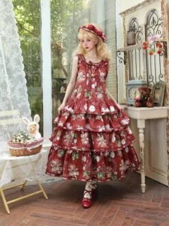 Camellia Berry Jumper Skirt Tiered Type Long Length -LOLITA Shop O1CN01WMrWWS28oR8BME9BN 331847979