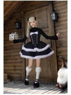 Front Ribbon, Two-tiered Ruffle Jumper Skirt With Fur -LOLITA Shop O1CN01X3EZHg2CZ6PqcPkBT 2528448487 b381e107 4018 4dca b38c 08c843f6bae6