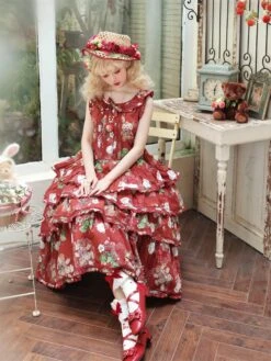 Camellia Berry Jumper Skirt Tiered Type Long Length -LOLITA Shop O1CN01XLZIxz28oR8DhHDKe 331847979