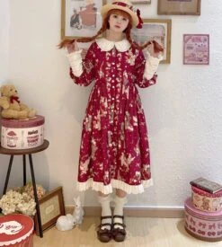 Bunny Bear Bunny Long-sleeved One-piece Dress With Bunny Ears, Long Length -LOLITA Shop O1CN01XSCJwy20M1gzxImYf 2430736834