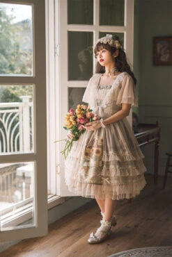 Jumper Skirt With Fluffy Veil And Sunflower Pattern Lace Skirt -LOLITA Shop O1CN01Y7nXzA1jmGg68jTgO 290794590