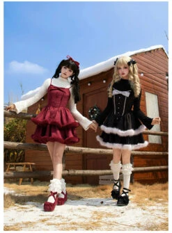 Front Ribbon, Two-tiered Ruffle Jumper Skirt With Fur -LOLITA Shop O1CN01Yhwzon2CZ6PrhxbGb 2528448487 bd155ec9 b4a6 496b b859 ac347c61d05c