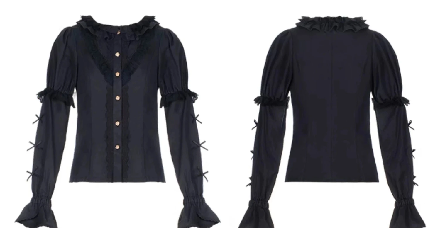 Cotton Blouse With Round Collar Ruffles 8 Cotton Blouse With Round Collar Ruffles - Image 6