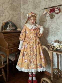 Bunny Bear Bunny Long-sleeved One-piece Dress With Bunny Ears, Long Length -LOLITA Shop O1CN01ZWsQlQ20M1hLlaKMG 2430736834