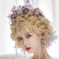 [Reservation Sale] Chiffon Purple Princess Dress And Flower Tiara -LOLITA Shop O1CN01ZfZMsM2GczzDTkNvy 249389037