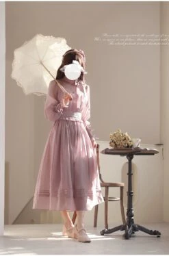 Dusty Pink Sheer Ribbon Dress 31 Dusty Pink Sheer Ribbon Dress -LOLITA Shop O1CN01arW2PE2JsWRYJWeGN 2312269477