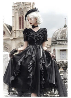 Floating Song Irregular Ruffle V-neck Dress 23 Floating Song Irregular Ruffle V-neck Dress -LOLITA Shop O1CN01ayiR4K2CZ6OPqnJ2i 25284484