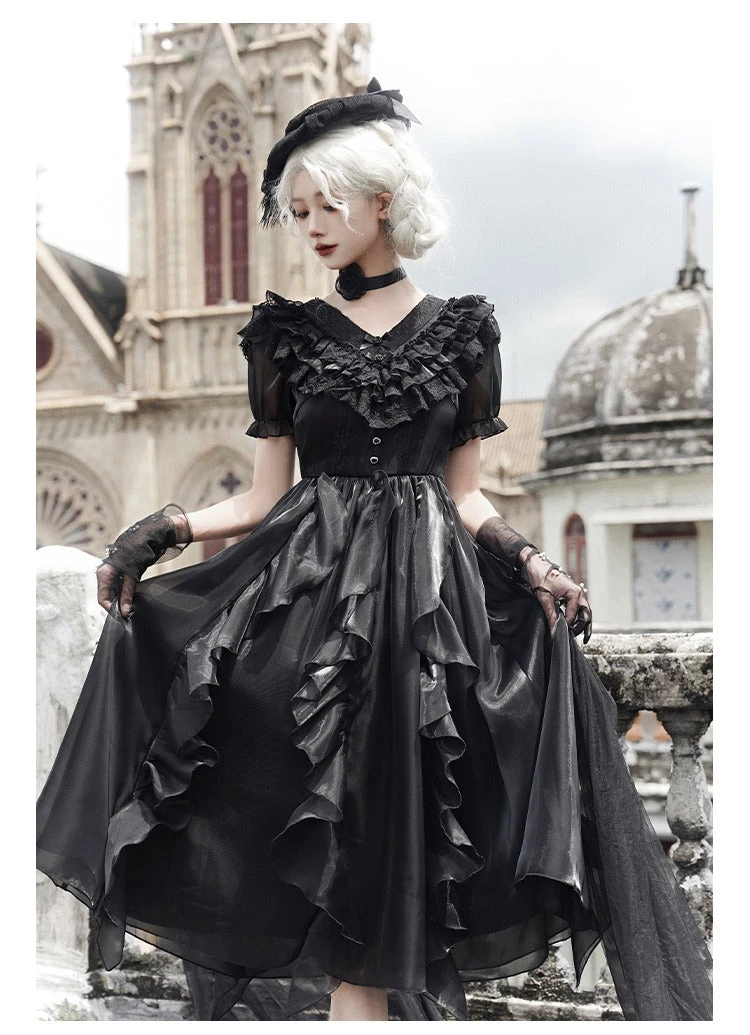 Floating Song Irregular Ruffle V-neck Dress 6 Floating Song Irregular Ruffle V-neck Dress - Image 4