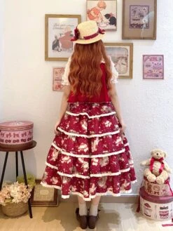 Bunny Bear Bunny Print Tiered Skirt -LOLITA Shop O1CN01bciJyV20M1h5YCIih 2430736834