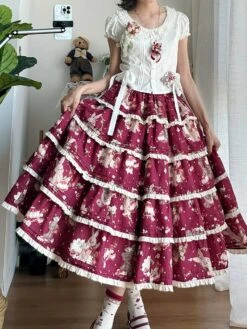 Bunny Bear Bunny Print Tiered Skirt -LOLITA Shop O1CN01bfTKuX20M1hD3y8NC 2430736834