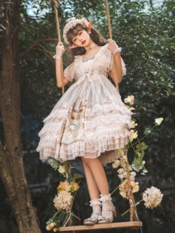 Jumper Skirt With Fluffy Veil And Sunflower Pattern Lace Skirt -LOLITA Shop O1CN01bvfVUZ1jmGgHBxyH8 290794590