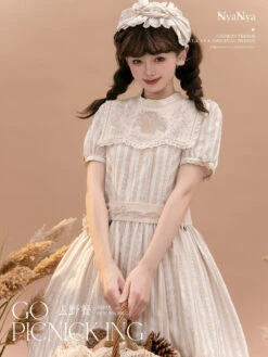 Go Picnicking Striped Short Sleeve Dress -LOLITA Shop O1CN01cHi80G1NZyfPxwI8e 756511585