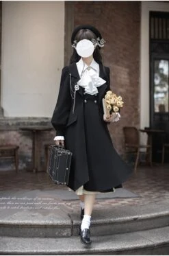 [Pre-order] British Style Double-breasted Black Coat -LOLITA Shop O1CN01cRlgUF2JsWWwJDGAm 2312269477