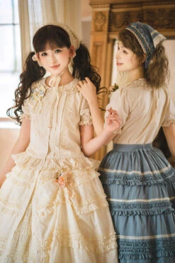 [Pre-orders Available Until 2/19] Cat Rose Tea Party Front-opening Ruffle Skirt, Plain Type -LOLITA Shop O1CN01dBsjPq2GOLbCh0cF0 57119005