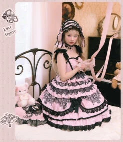 [Pre-orders Available Until 12/18] Lace Figure Tiered Jumper Skirt -LOLITA Shop O1CN01eGuMOo2CO6v62HQTL 28129184