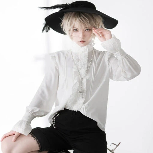 Prince Lolita Stand Collar Frill Blouse