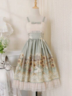 Jumper Skirt With Fluffy Veil And Sunflower Pattern Lace Skirt -LOLITA Shop O1CN01eh09O01jmGfyJ1S4Z 290794590