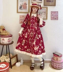 Bunny Bear Bunny Long-sleeved One-piece Dress With Bunny Ears, Long Length -LOLITA Shop O1CN01ekSYEI20M1h7LsbwT 2430736834