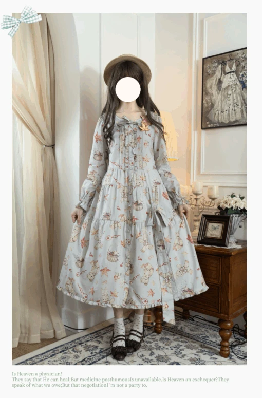 [Pre-orders Available Until 11/4] Autumn Rabbit Bear One-piece Dress And Jumper Skirt Simple Version