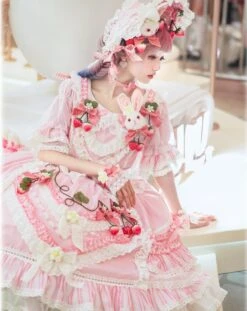 Strawberry Princess Dress With Ruffles And Ribbons In 4 Colors -LOLITA Shop O1CN01fKDW671uPKaWjbGCB 43566029