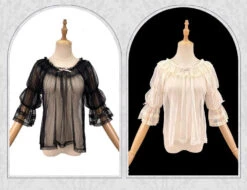 Eternal Night Voluminous Sleeve Sheer Dot Blouse -LOLITA Shop O1CN01fX5OCN1wCAeLTxKh2 83566271