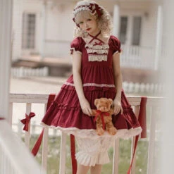 Frill Square Neck Sweet Loli Short Sleeve Dress And Headdress 36 Frill Square Neck Sweet Loli Short Sleeve Dress And Headdress -LOLITA Shop O1CN01ffwrcf2B5UsojLwKt 238118287