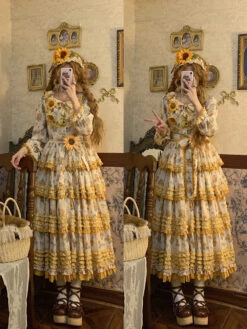 [Pre-order] Gardening Sunflower Luxury Dress -LOLITA Shop O1CN01gZc3d42GOLZE00bwy 57119005