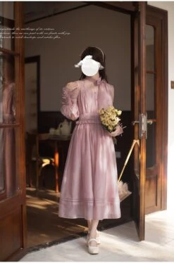 Dusty Pink Sheer Ribbon Dress 34 Dusty Pink Sheer Ribbon Dress -LOLITA Shop O1CN01hB0kNE2JsWRRL92Lf 2312269477