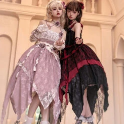 Elegant Gothic Irregular Hem Jumperskirt