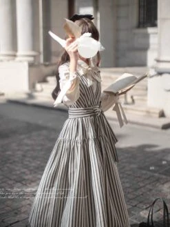 Striped And Ribbon French Girly Jumper Skirt -LOLITA Shop O1CN01iP6bvv2JsWQOe2CM1 2312269477