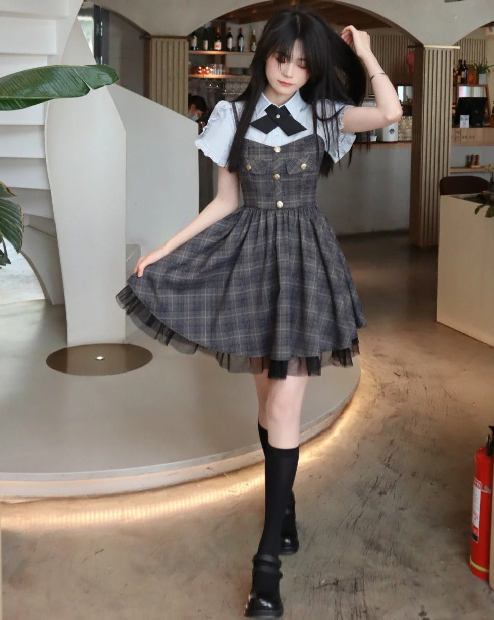 Gray Plaid Strap Jumper Skirt 7 Gray Plaid Strap Jumper Skirt - Image 5