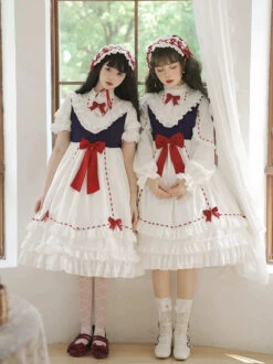 Snow White 3-tier Ruffle Short-sleeved Dress And Long-sleeved Dress
