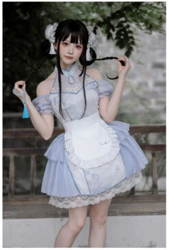 Moonlight Enshin Halter Neck Short Dress With Attached Sleeves -LOLITA Shop O1CN01kGT1TX2CZ6NH4J5b2 2528448487