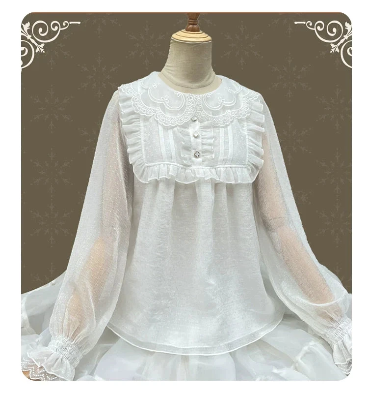 Flower Button Long Sleeve Blouse 3 Flower Button Long Sleeve Blouse