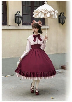 Rose Red Fake Two-piece Style Dress -LOLITA Shop O1CN01kRmBAB2CZ6KXtui5v 2528448487
