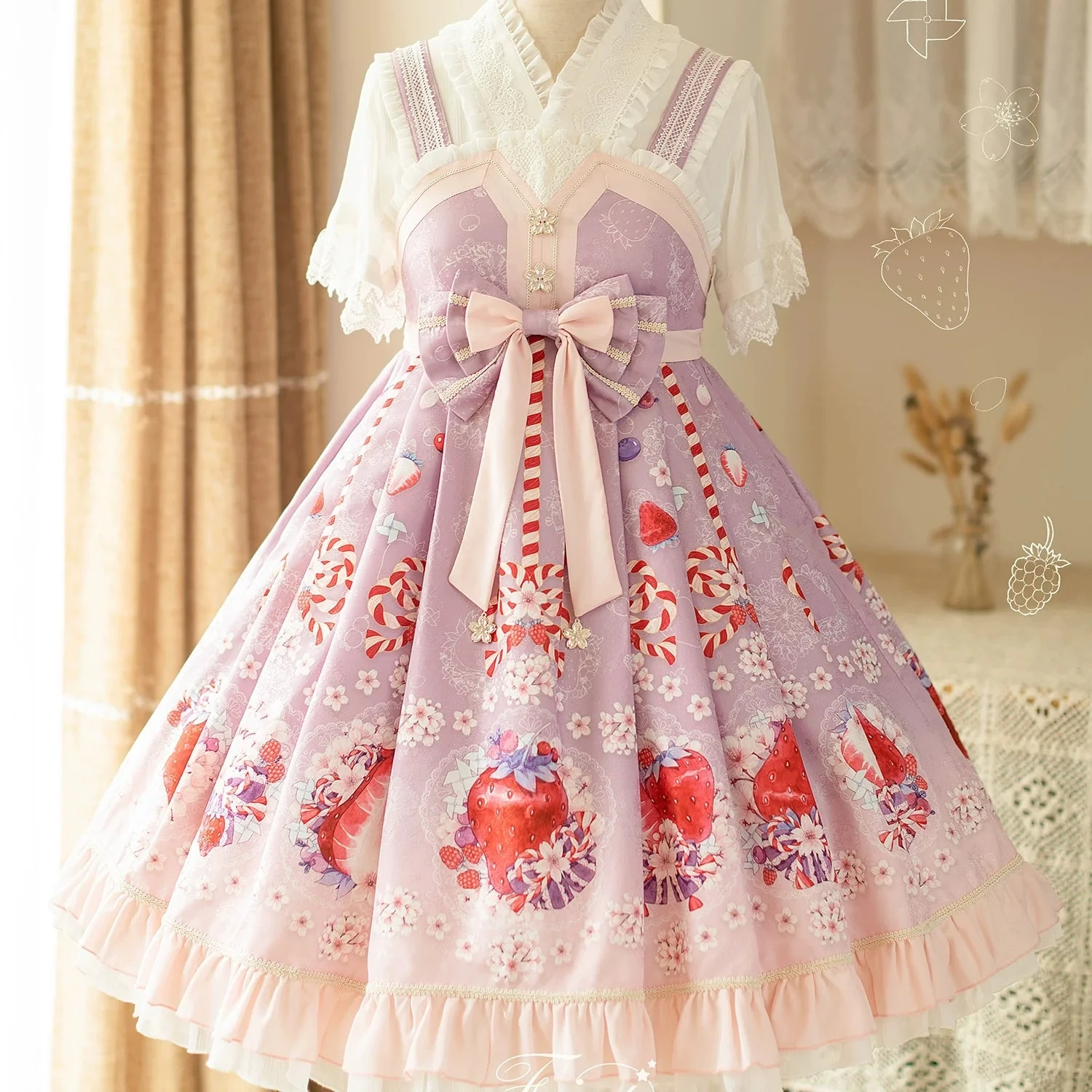 Strawberry And Cherry Blossom Japanese Loli Jumper Skirt 8 Strawberry And Cherry Blossom Japanese Loli Jumper Skirt - Image 6