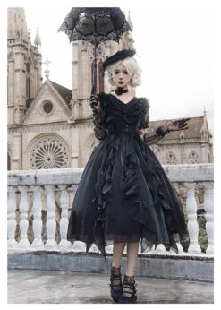 Floating Song Irregular Ruffle V-neck Dress 24 Floating Song Irregular Ruffle V-neck Dress -LOLITA Shop O1CN01l0hoPa2CZ6OOVLJj8 25284484