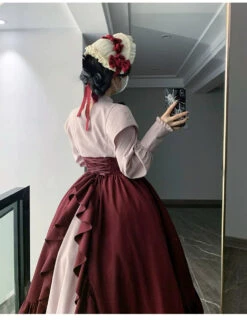 Rose Red Fake Two-piece Style Dress -LOLITA Shop O1CN01lO6Z3s2CZ6Ke2xxUq 2528448487