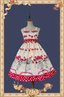Mushroom Owl Polka Dot Jumper Skirt 33 Mushroom Owl Polka Dot Jumper Skirt -LOLITA Shop O1CN01lZZguU1WerUcDbG4H 11942814