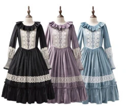 Evening Prayer Velvet Frill Neck Dress -LOLITA Shop O1CN01mUOcCB25h9hbEC247 2200541717557