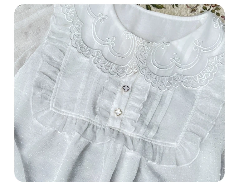 Flower Button Long Sleeve Blouse 10 Flower Button Long Sleeve Blouse - Image 8