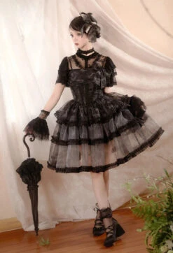 Makucho Sword And Butterfly Gothic Lolita Jumper Skirt Full Set -LOLITA Shop O1CN01nU7crw2CZ6NRTazvP 2528448487