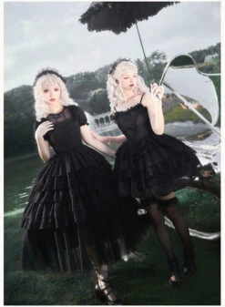 Dark Fairy Layered Frill Jumper Skirt And Blouse -LOLITA Shop O1CN01nd5YVw2CZ6Nu8nIWu 2528448487