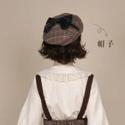 [Pre-order] Traditional Check And Ribbon Beret