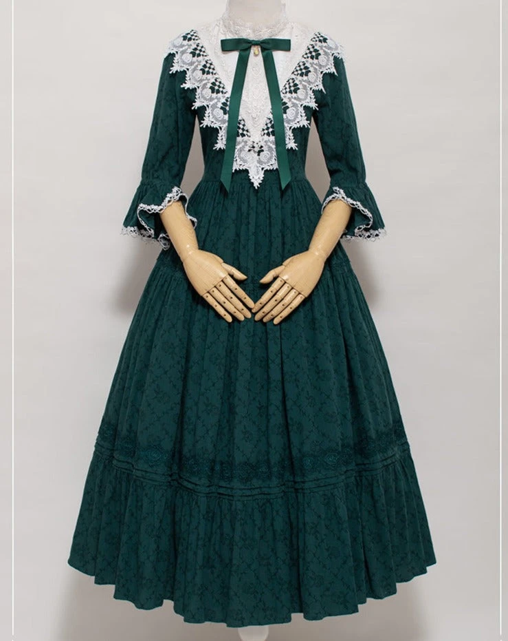 Classical Cotton-jacquard Lace Stand-collar Dress 21 Classical Cotton-jacquard Lace Stand-collar Dress - Image 19