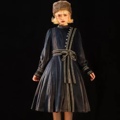 Evening Prayer Velvet Stand Collar Dress